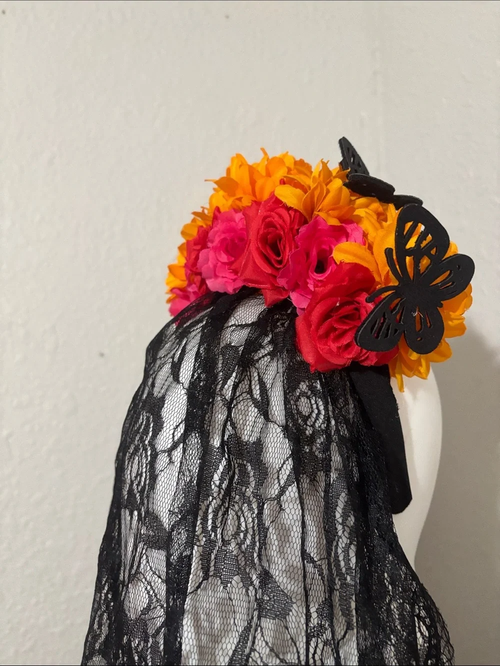 Leg Avenue Black Sugar Skull Floral Halloween Dress with Orange Accents